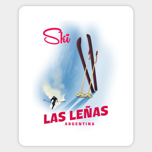 las leñas Argentina ski poster. Sticker by nickemporium1